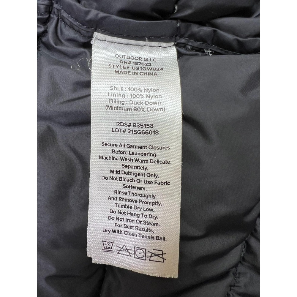 Eddie Bauer Puffer Jacket Kids Large 14 Black Hooded Down Quilted U31OW824 - Picture 8 of 13